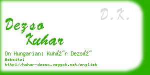 dezso kuhar business card